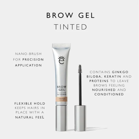 NANO-BRUSH FOR PRECISION APPLICATION FLEXIBLE HOLD KEEPS HAIRS IN PLACE WITH A NATURAL FEEL BROW GEL TINTED BROW GEL TINTED TOINTE CONTAINS GINKGO BILOBA, KERATIN AND PROTEINS TO LEAVE BROWS FEELING NOURISHED AND CONDITIONED