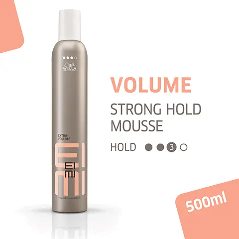 Image 1, WELLA EXTRA- VOLUME VOLUME STRONG HOLD MOUSSE HOLD ШЕ 500ml Image 2, VOLUMISED HAIRSTYLE WITH STRONG HOLD Image 3, WELLA EXTRA- VOLUME ME GIVES STRONG HOLD AND HEAD-TURNING VOLUME TO THE HAIR Image 4, WELLA EXTRA- VOLUME ΠΕ FRUITY ORCHARD SCENT Image 5, 000 PERFECT ME FI EXTRA E PARTNER RECOMMENDATION SOLD SEPARATELY Image 6, WOLLA 00 WELLA 48 WELLA 000 WELLA WELLA ROOT SHOOT 000 C DRY WILLA WELLA SOYME WELLA 品 DISCOVER OTHER PRODUCTS