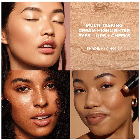 Image 1, MULTI-TASKING CREAM HIGHLIGHTER EYES LIPS + CHEEKS SHADE: HEY, HONEY Image 2,  CREAM FORMULA EASY TO BLEND MULTI-TASKING 3-IN-1: EYES, LIPS, CHEEKS CLEAN, VEGAN, CRUELTY-FREE NUDES NUDIES GLOW ALLOVER FACE HIGHLIGHT COLOR LEUR HIGHLIGHT POUR L'ENSE DU VISAGE ON-THE-GO STICK APPLICATION WASHABLE REMOVABLE BRUSH "EVERY NUDIES COMES WITH A RECYCLABLE TIN+ MIRROR Image 3,  SAVE A TIN! JOIN A SMALL MOVEMENT & MAKE A BIG DIFFERENCE NUDESTIX uses reusable tins for an important reason. We do not believe in single-use waste. We encourage reusable and recyclable materials with environmentally friendly packaging. DES NUDIES ALLOVER FACE COLOR POUR TOUT LE VISA REUSE YOUR TIN: Organize your products & touch up makeup on the go. Other things to store in your tin: jewelry, headsets, etc. RECYCLE WITH US: Tinplate is the most infinitely recyclable material in the world, that can be recycled into useful industrial products. *RECYCLE BASED ON YOUR LOCAL RECYCLING PROGRAM
