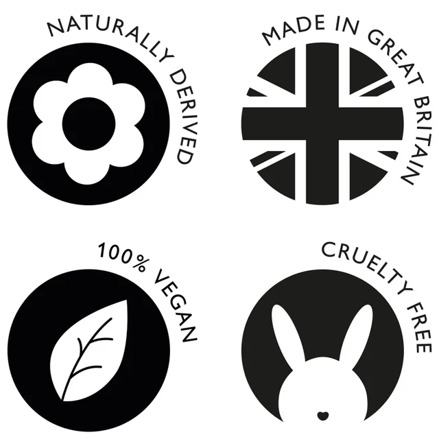 Naturally derived,made in great Britain, 100% vegan, cruelty free