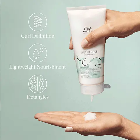 Image 1, Curl Definition WELLA NUTRICURLS WAVES & CURLS Lightweight Nourishment CONDITIONER Detangles 200 me Image 2, WHEAT BRAN EXTRACT PANTHENOL JOJOBA OIL NOURISH-IN COMPLEX
