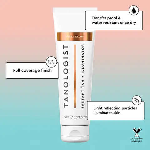 Image 1, Full coverage finish Transfer proof & water resistant once dry Light reflecting particles illuminates skin cruelty free andvegan. Image 2, HOW TO APPLY: INSTA GLOW STEP 1
Apply liberally where needed, colour pay-off is instant C STEP 2 Dries within seconds and is water resistant STEP 3 Wash hands STEP 4 Easily remove with warm, following application soapy water