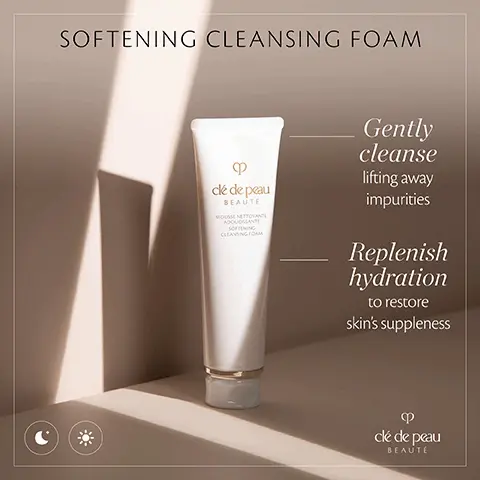 Image 1, SOFTENING CLEANSING FOAM clé de peau BEAUTE MOUS METTON ADOUANTE SOFTENING CLEANSING FOAM Gently cleanse lifting away impurities Replenish hydration to restore skin's suppleness ရာ clé de peau BEAUTE Image 2, PRO-CLEANSING SERIES Cleanse Intelligent Cleansing targeting only impurities Protect Remove fine pollutant particles Nourish Exclusive Resililock Technology locking in skin's moisture ရာ clé de peau BEAUTE