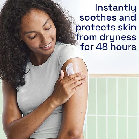 Image 1 - A woman with curly hair applies lotion to her arm while smiling, with text that reads: Instantly soothes and protects skin from dryness for 48 hours.
Image 2 - A hand is applying cream to the shoulder, with visible text stating Clinically proven to repair the skins natural moisture barrier in just 1 week.
Image 3 - A creamy white skincare product is smeared on a light green background, with text indicating B3 with Niacinamide to Restore, B5 with Panthenol Pro-Vitamin B5 to Soothe, and Avocado Oil to Hydrate.
Image 4 - A hand holds a bottle of Cetaphil Moisturising Lotion with a pump top; the label includes text stating Normal to Dry, Sensitive Skin, Instantly soothes and protects skin from dryness for 48 hours, and Dermatologist Recommended, along with icons for niacinamide, avocado oil, panthenol, and vitamin E, with the words Quick absorbing, fragrance-free & vegan in the background.
Image 5 - An image featuring three Cetaphil products arranged on a marble surface labeled Normal to dry sensitive skin routine, with the titles Step 1 CLEANSE, Step 2 MOISTURISE, and Step 3 PROTECT WITH SPF, along with descriptions of the Gentle Skin Cleanser, Moisturising Lotion, and Daily Oil Control Moisturiser SPF 50.
Image 6 - A hand with red nail polish is dispensing a white lotion from a pump bottle labeled Cetaphil Moisturising Lotion for Normal to Dry, Sensitive Skin, with text stating it is a non-greasy, lightweight lotion for face and body and that it instantly soothes and protects skin from dryness for 48 hours.
Image 7 - Image of a Cetaphil Moisturising Lotion bottle with a green pump top, featuring text that reads Skin Sensitivity 5 Signs and Defends Against followed by Dryness, Irritation, Roughness, Tightness, Weakened Skin Barrier, set against a light background with a green towel beside it.
Image 8 - Logo of Cetaphil with a blue background, featuring the text Cetaphil, LEADING DERMATOLOGIST RECOMMENDED, and SENSITIVE SKIN BRAND.