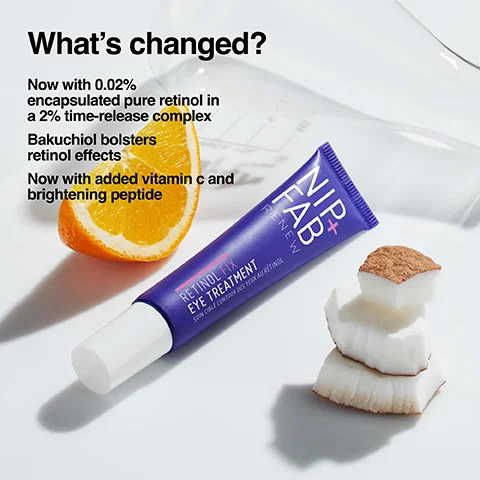 what's changed? no with 0.02% encapsulated pure retinol in a 2% time release complex. bakuchiol bolsters retinol effects. now with added vitamin c and brightening peptide.