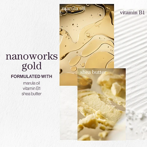 Image 1 - Image shows a promotional layout for a product called Nanoworks Gold, featuring three main components: a close-up of marula oil, a close-up of shea butter, and a text section listing Formulated with ingredients: marula oil, vitamin B1, and shea butter.
Image 10 - A collage of three images featuring a dewy pear, vanilla pods, and ylang ylang flowers, with text that says nanoworks gold long days, cool nights with notes of dewy pear ylang ylang vanilla.
Image 2 - Image shows two bottles of Pureology hair care products, with text that reads Revive, renew, relax for 4x smoother strands*, benefit: Renews softness, manageability & shine.
Image 3 - A close-up image of bubbles and a soft, blurred background with text that reads pro favourite The luxurious formula is full of powerful antioxidants and proteins to keep your hair feeling soft, supple and moisturised. NEIL MOODIE PUREOLOGY UKI AMBASSADOR.
Image 4 - A close-up of two gold bottles of Pureology Nanoworks Gold shampoo and conditioner, with a pink and white banner reading Marie Claire UK Hair Awards Highly Commended 2023 and the text best colour shampoo visible.
Image 5 - Image shows two product panels: one featuring a close-up of a coconut with visible text saying coconut oil and the other featuring a sparkling background with text saying xylose; central text reads color fanatic formulated with xylose coconut oil camellia seed oil.
Image 6 - A spray bottle of Pureology Color Fanatic, labeled with benefits that include detangling, moisturizing, heat protection, frizz smoothing, and shine enhancement, alongside text stating 21 Essential Benefits and 200ml / 6.7 fl oz.
Image 7 - An image of liquid bubbles with the text pro favourite I use this on every client as it detangles and primes the hair for styling, plus it protects from heat. The end results leaves the hair soft and looking shiny. NEIL MOODIE PUREOLOGY UKI AMBASSADOR.
Image 8 - Image shows a light gold background with three sections containing text: vegan formulas* sulfate-free for a gentle cleanse, recycled bottles made from post-consumer recycled materials**, and up to 80+ washes in one bottle. All formulas are highly concentrated meaning less water needed**.
Image 9 - A collage of images featuring a blurred wood texture labeled cedarwood, a close-up of a pink rose labeled rose, and pieces of ginger labeled ginger, with the text color fanatic and the phrase beneath blossoming trees with notes of prominently displayed.