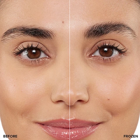Image 1, before and after. image 2, short bristles shape and sculpt. long bristles comb and separate. flat side lays hair down. image 3, choose your brow hold. clear brow gel = hold - flexiable, medium hold. ideal for everyday brow styling. the look is natural and polished. brow freeze = hold is flexiable and extreme hold. ideal for versatile brow styling. the look is laid and laminated. brow freeze gel = hold is sculpted and ultimate hold. ideal for on the go brow styling. the look is lifted and laminated. image 4, ultimate hold crystal clear formula with polymers. hydrated effect with glycerin. vegan, cruelty free, frozen - flexiable comfortable wear. image 5, laminated look brows on the go. image 6, before, with brow freeze gel, with brow definer and brow freeze gel. brow freeze gel for versatile brow styling.