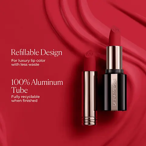 Refillable design for luxury lip color with less waste. 100% aluminium tube fully recyclable when finished. Keep seeing rouge. Refill, recycle, reapply. 1. Pull directly up from the base to unlock. 2. Open your refill and recycle outer case. 3. Push refill down into the base to lock into place.