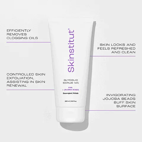 EFFICIENTLY REMOVES CLOGGING OILS. CONTROLLED SKIN EXFOLIATION, ASSISTING IN SKIN RENEWAL. SKIN LOOKS AND FEELS REFRESHED AND CLEAN. INVIGORATING JOJOBA BEADS BUFF SKIN SURFACE. Ingredients, Glycolic Acid, a chemical exfoliant which enhances epidermal shedding and increases cell turnover. Tea Tree, known for its anti-inflammatory, anti-bacterial and anti-fungal properties, tea tree is often used to treat acne and its symptoms. Glycolic Scrub 14. SKINTEL the perfect fake tan remover and prep scrub.