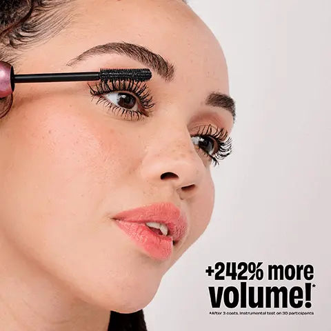 Image 1, +242% more volume!*After 3 coats. Instrumental test on 30 participants Image 2, BEFOREBEYOND BOUNCYLashes unretouched Image 3, CURLYFINESTRAIGHTSHORT Image 4, Flexible fiber bristles evenly coat lashesFine-tooth comb separates & defines96%said lashes93%said lashesfeel weightless*look fluffy*95%said lashes lookevenly separated**self-evaluation by 118 participants after I week Image 5, benefbenefBOCEBAD gal BANG!EEbenefbenefabenefthey're readBouncy VolumeDramatic VolumeFanningLengtheningCurlingRoller Lash