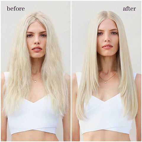 Image 1 - A before and after comparison image of a woman with long blonde hair: on the left her hair is frizzy and voluminous, and on the right it is smooth and straight, with the words before and after visible. Image 10 - A graphic displays three product features on a blue-green background: a V icon next to 100% vegan formulas*, a bubbles icon next to 100% sulfate-free formulas, and a water drop icon next to Up to 80+ washes washes in one bottle, all formulas are highly concentrated meaning less water needed, with a small note at the bottom *Every formula is made without animal products or by-products. Pureology never tests on animals. Image 2 - A split image shows a woman with frizzy brown hair on the left and the same woman with more defined, bouncy brown curls on the right, with the visible text before and after. Image 3 - A teal Pureology Strength Cure Dream Healer Serum bottle with a dark purple pump is shown against a light blue background, with text that reads PUREOLOGY PROFESSIONAL COLOR CARE, STRENGTH CURE DREAM HEALER™ SERUM, 100 ml / 3.4 fl oz, restores up to 99% of original hair strength*, up to 76% reduction in split ends**, up to 85% reduction of breakage***, and small print at the bottom: *strength = resistance to breakage. High repetition, instrumental brushing test, full range vs classical shampoo on un-bleached hair, **Strength Cure system of shampoo, conditioner & serum vs. non-conditioning shampoo, ***high repetition, instrumental brushing test, full range vs classical shampoo on bleached hair. Image 4 - A collage image shows separate sections for ingredients: a clear liquid with bubbles for lactic acid, a clear liquid with many small droplets for amino acid, and a pile of white powder for citric acid, with overlaying text that says triple-action blend for multi-level repair, lactic acid, amino acid MITIGATES FUTURE BREAKAGE, and citric acid. Image 5 - A close-up shot of a thick, glossy white gel or cream with undulating ridges creating shadows and highlights. Image 6 - A person dispenses a pinkish serum from a teal pump bottle into their palm in a bathroom setting, with text overlay that reads: can be used on dry or towel dried hair Warm 1 to 2 pumps in the palm & spread evenly from mid-lengths to ends. Do not rinse. Style as usual. The bottle also displays text: PUREOLOGY PROFESSIONAL COLOR CARE STRENGTH CURE CREAM HEALER™ SERUM 100 ml / 3.4 oz. Image 7 - The image shows three aqua-colored Pureology hair products with purple caps – a shampoo bottle, a conditioner bottle, and a serum bottle – and includes the visible text: strengthening routine, shampoo, condition, treat, PUREOLOGY PROFESSIONAL COLOR CARE, STRENGTH CURE SHAMPOOING FOR DAMAGED, COLOR-TREATED HAIR POUR CHEVEUX ABIMÉS, COLORÉS ZEROSULFATE™ ANTIFADECONPLEX™ 100% VEGAN INGREDIENTS* 100% INGRÉDIENTS VÉGANS* CONCENTRATED FORMULA FORMULE CONCENTRÉE 266 ml / 9 fl oz e, STRENGTH CURE CONDITIONER APRÈS-SHAMPOOING FOR DAMAGED, COLOR-TREATED HAIR POUR CHEVEUX ABIMÉS, COLORÉS ANTIFADECONPLEX™ 100% VEGAN INGREDIENTS* 100% INGRÉDIENTS VÉGANS* 266 ml / 9 fl oz e, and STRENGTH CURE DREAM HEALER™ SERUM 100ml / 3.4fl oz. Image 8 - A collage features four sections: top left displays the word fragrance, bottom left shows a green bergamot fruit with the text bergamot, top right reveals white jasmine petals with the text jasmine, and bottom right presents golden amber pieces with the text amber. Image 9 - A product information graphic on a light blue background outlines details for a strength cure product, with text reading: is it for me? STRENGTH CURE BEST FOR: Damaged, color-treated hair. HAIR TYPE: All types & textures. KEY BENEFITS: Restores up to 99% of original hair strength*. APPLICATION: Use the flower bud on the cap to determine the right amount of product. *strength = resistance to breakage. High repetition, instrumental brushing test, full range vs classical shampoo on Un-bleached hair.