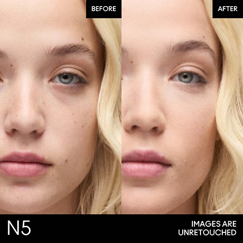 Image 1 - Side-by-side comparison of a womans face before and after treatment, showing skin texture differences, with the words Before on the left and After on the right, and IMAGES ARE UNTOUCHED in the bottom left corner.
Image 2 - A side-by-side comparison of two powder foundation compacts labeled Original Studio Fix Powder Plus Foundation and New Studio Fix Powder Plus Foundation, with a list of shades including NW10, NW13, NW15, and others, along with the text CHAT WITH AN ARTIST and SHADES HAVE BEEN UPDATED + NEW SHADES ADDED.