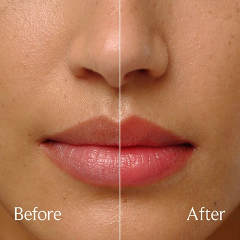 Image 1 - Image shows a close-up of a persons face split in half, with one side labeled Before showing a matte appearance and the other side labeled After displaying fuller, glossier lips.
Image 2 - Three lip treatments are stacked, featuring a blue cap and a label that reads fresh on each; next to them is a plum and red currant, with accompanying text stating Sugar delivers hydration, Squalane restores and replenishes moisture, and Plum seed, black currant & grapeseed oils maintain hydration.
Image 3 - A close-up image shows a red lip product being squeezed from a tube and a brush applicator dripping with red lip oil, with the text Sweeten your stack above and the product names SUGAR ROSÉ and SUGAR LIP OIL ROSÉ at the bottom.