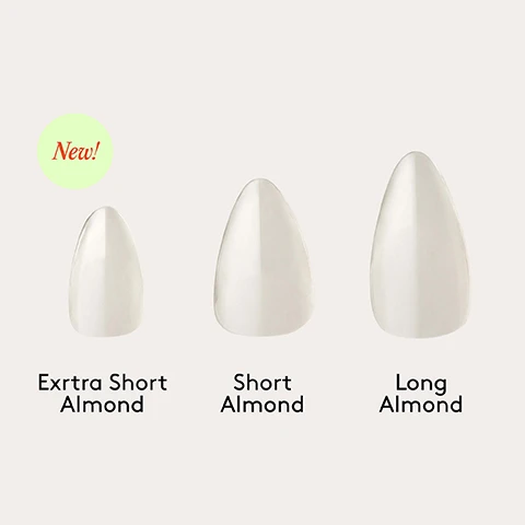 Image 1 - The image displays three white almond-shaped artificial nails of different lengths, labeled from left to right as Exrrtra Short Almond, Short Almond, and Long Almond, with a green circle badge in the top left corner that reads New!. Image 2 - The image shows a comparison of fingers with natural nails on the left, labeled Without tips, and fingers with long pink nail tips on the right, labeled With tips. Image 3 - A black Mylee mini LED and UV nail lamp shines purple light onto a hand with a clear nail extension, positioned beside a white bottle labeled Mylee Fix N Flash Gel Adhesive 15mle 0.50 FL.OZ, with the overlay text Cures with LED & UV. Image 4 - Five clear, almond-shaped artificial nails of various sizes are arranged on a textured purple surface, with text reading For petite hands & short nail beds. Image 5 - The image displays a six-step instructional guide for nail application with illustrations, featuring the text Step by step 01 PREP Push back cuticles, file, buff, and cleanse with Nail Prep & Wipe 02 APPLY 03 PLACE Place the tip just above the cuticle, then lower it down for full contact 04 CURE Flash cure one side for 5 seconds, then switch and hold the other side for another 5 seconds to secure the edges 5 secs 05 SET Once all nails are flash-cured, give the full set a final 60-second cure to lock them in 60 secs 06 FINISH Buff, cleanse, and finish with your fave colour and Top Coat! Image 6 - Several clear and red artificial nails are arranged on a purple background alongside a list of features that read: Designed for petite hands and short nail beds, no trimming needed. Lightweight, flexible & snap-resistant. Pre-shaped & pre-buffed – with no filing or prep required. Gel-adhered for a seamless, natural look and feel. Cures with LED & UV. No super-glue needed. Quick and easy to remove with Gel Remover or Acetone.