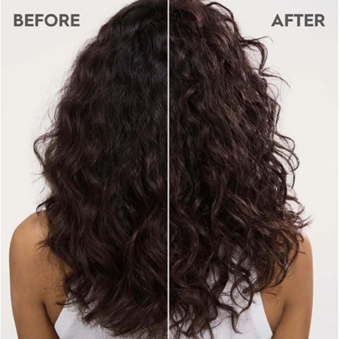 Image 1 - Image showing a persons back with curly hair, with the left side labeled BEFORE and the right side labeled AFTER indicating a transformation in the appearance of the hair.
Image 2 - Image showing the back of a womans head with her hair styled differently on each side; the left side labeled BEFORE has straight hair while the right side labeled AFTER has wavy hair.
Image 3 - An assortment of clear drops of various sizes is depicted on a light gray background, with the text HYALOVEIL® and A bioengineered, modified and advanced type of hyaluronic acid able to adhere to the hair surface, known for its moisturizing and protecting benefits.
Image 4 - A persons hand holds a bottle of hair moisturizer labeled Kérastase while another hand is positioned underneath to catch the product as it is poured out onto the palm.
Image 5 - A shampoo bottle labeled KERASTASE, with text that reads MOISTURIZED. STRONG. and additional icons indicating a vegan formula, PETA approval, natural ingredients, and climate certification, against a soft pink background.