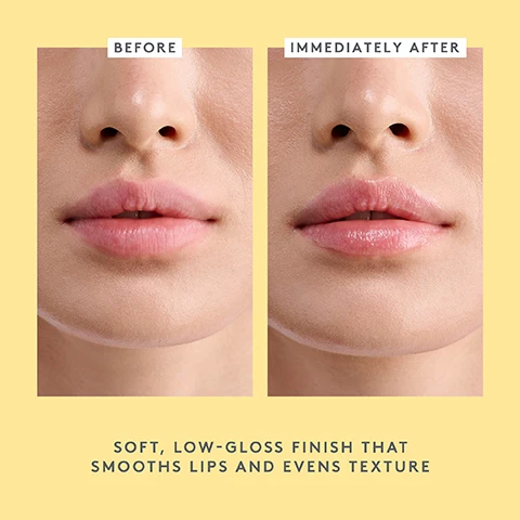 Image 1 - A side-by-side image shows a persons lips with text labels BEFORE and IMMEDIATELY AFTER, and text reading SOFT, LOW-GLOSS FINISH THAT SMOOTHS LIPS AND EVENS TEXTURE. Image 2 - Close-up of a persons lips with a finger touching the lower lip, showing text Clinically proven to deliver smoother, plumper lips after 2 WEEKS* *in a clinical study of 32 people. Image 3 - A jar of Drunk Elephant Plump-C Tripeptide Lippe Mask is shown on a yellow and blue background alongside text stating moisturizes + firms 100% agreed lips felt moisturized and soft* 96% agreed lips felt firmer* 93% agreed the product helped lock in moisture* *in a consumer-perception study of 32 people after 2 weeks. Image 4 - A white jar of Drunk Elephant Plump-C Tripeptide Lippe Mask with product on top is shown next to text about ingredients: ESTD 2012 DRUNK ELEPHANT Plump-CTM Tripeptide Lippe Mask Masque pour les lèvres Magnesium ascorbyl phosphate This derivative of vitamin C is a potent antioxidant that helps support healthy collagen Green tea seed oil This moisturizing oil contains xanthines and polyphenols which help defend against damage caused by UV-generated free radicals Palmitoyl tripeptide-1 Helps support healthy collagen hydrates the lips and helps make them look fuller with more volume. Image 5 - Two Drunk Elephant lip products, a balm stick and a pot of mask, are shown with accompanying text that reads DRUNK ELEPHANT TM Lippe Balm LIPPE BALM KEY INGREDIENTS Shea butter + peptides PERFECT WHEN YOU Need to keep lips moisturized on the go ANYTIME and NEW Plump-C™ Tripeptide Lippe Mask Masque pour les lèvres PLUMP-C KEY INGREDIENTS Peptides + vitamin C PERFECT WHEN YOU Need an intensive treatment to moisturize plump and firm lips ANYTIME. Image 6 - The image displays Drunk Elephant skincare products, the Wonderwild Miracle Butter tube and Plump-C Lippe Mask pot, with text overlay reading all the butter! SUPER-SOFT HEAD TO TOE and product descriptions Wonderwild A nourishing salve for extra-dry skin on your body and Plump-C An intensive mask treatment for your lips, plus visible product text: DRUNK ELEPHANT Wonderwild Miracle Butter Beurre miracle RESCUE + REMEDY Marula Butter Meadowfoam Oil 60 ml / 2 fl oz and DRUNK ELEPHANT Plump-C Tripeptide Lippe Mask Masque pour les lèvres.