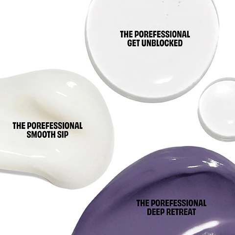 Image 10 - A translucent purple clutch bag with diamond cutouts and a scalloped edge, featuring the Benefit logo, with a pink starburst graphic that says FREE BEAUTY BAG! Image 2 - Four distinct blobs of cosmetic products are displayed on a white background: a large clear liquid blob, a smaller clear liquid blob, a creamy white substance blob, and a purple gel blob. The large clear liquid has text THE POREFESSIONAL GET UNBLOCKED, the creamy white substance has text THE POREFESSIONAL SMOOTH SIP, and the purple gel has text THE POREFESSIONAL DEEP RETREAT. Image 3 - A split image of a womans face shows a before view with makeup on the left and a clean scene view without makeup on the right, with visible text reading BEFORE, CLEAN SCENE, The POREfessional Get Unblocked. Image 4 - A split image shows a womans face before and immediately after treatment, with magnified close-ups of her skin in circular inserts in the lower left of each panel, demonstrating reduced pore visibility, with text that reads BEFORE IMMEDIATE AFTER The POREfessional Deep Retreat *results may vary. Image 5 - Close-up before-and-after comparison of a persons dark skin, with the left side showing more visible skin texture and pores labeled BEFORE, and the right side showing visibly smoother skin labeled SIP ON THIS and The POREfessional Smooth Sip. Image 6 - A lavender bottle with purple polka dots and a white pump top sits diagonally on a teal background with abstract circular shapes, displaying the text the PORE fessional GET UNBLOCKED pore-clearing makeup-removing cleansing oil huile nette, along with 93% said it visibly melts away dirt, oil & makeup instantly* and 93% said pores look clear over time**, with footnotes *self-evaluation by 107 participants after 1 use **self-evaluation by 107 participants after 1 month. Image 7 - A light purple, polka-dotted jar of Benefit The POREfessional Deep Retreat pore-clearing clay mask sits on a textured purple background, next to text that reads: 92% said pores feel deeply purified instantly*, 96% said skin looks clearer over time**, 12-hour mattifying***, *self-evaluation by 112 participants after 1 use, **self-evaluation by 112 participants after 1 month, ***instrumental test on 32 participants. Image 8 - A round teal and silver container for The POREfessional SMOOTH SIP lightweight smoothing moisturizer for pores, also labeled soin hydratant lissant léger pour les pores, from Benefit, is partially submerged in a creamy white substance, with accompanying text that reads 99% said skin feels nourished instantly* and 99% said skin is smooth over time**, followed by *self-evaluation by 115 participants after 1 use **self-evaluation by 115 participants after 1 month. Image 9 - Three travel-size Benefit The POREfessional products are shown: a teal jar of Smooth Sip lightweight smoothing moisturizer for pores, a lavender jar of Deep Retreat pore-clearing clay mask, and a lavender pump bottle of Get Unblocked pore-clearing makeup-removing cleansing oil, each labeled TRAVEL SIZE and benefit.