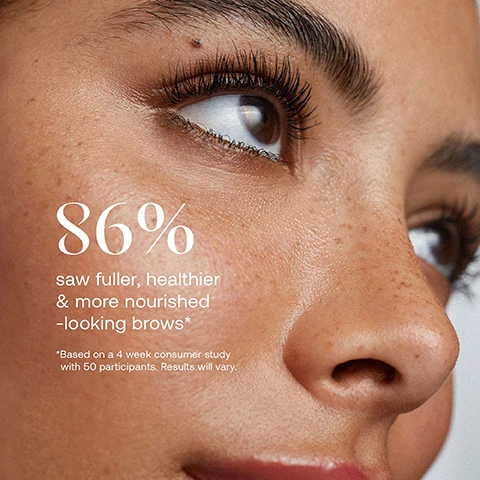 Image 1 - A close-up of a persons eye with long dark lashes looking upwards, showing natural skin texture and an eyebrow, with text that reads: 86% saw fuller, healthier & more nourished -looking brows* *Based on a 4 week consumer study with 50 participants. Results will vary. Image 2 - A comparison graphic with the heading What Eyebrow Serum is right for me? shows two products: a rose gold ukbrow Eyebrow Serum tube reading ukbrow Eyebrow Serum 3 ml 0.10 fl oz, described as The Original Hero Our fastest-acting formula, and a white ukbrow Complex Peptide Eyebrow Serum tube reading ukbrow Complex Peptide Eyebrow Serum 3 ml 0.10 fl oz, described as The Peptide Powerhouse Our powerful Compl-hex™ Peptide Blend formula. Image 3 - A white ukbrow Complex Peptide Eyebrow Serum tube stands on a light green background next to a list of ingredients: Key Ingredients, COMPLEX PEPTIDE BLEND Rejuvenates, strengthens & stimulates the hair follicles, BOTANICAL EXTRACT BLEND Promotes healthier, stronger & more revitalised-looking lashes, HYDROLYZED WHEAT PROTEIN Moisturises lashes to help prevent breakage, 3 ml 0.10 fl oz.