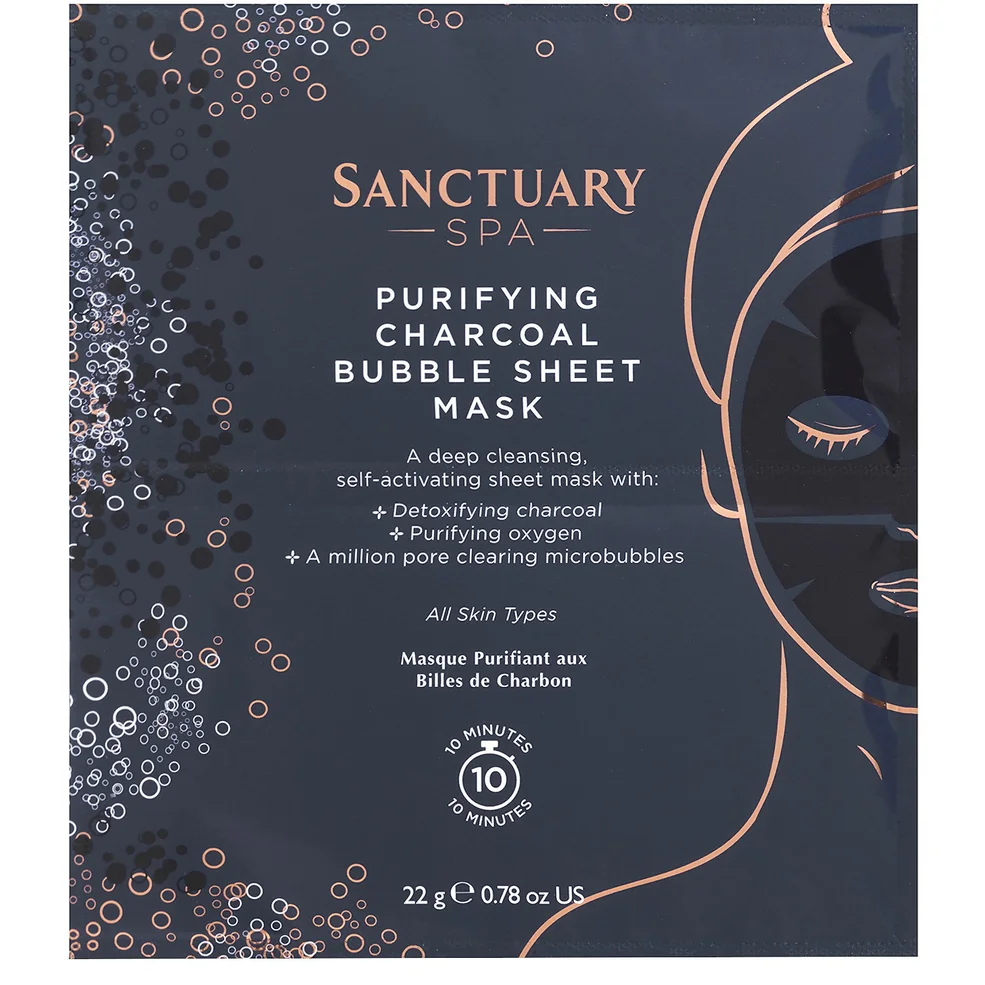 Очищающая листовая маска с углем Sanctuary Spa Charcoal Bubble Sheet Mask 22 г Image 1