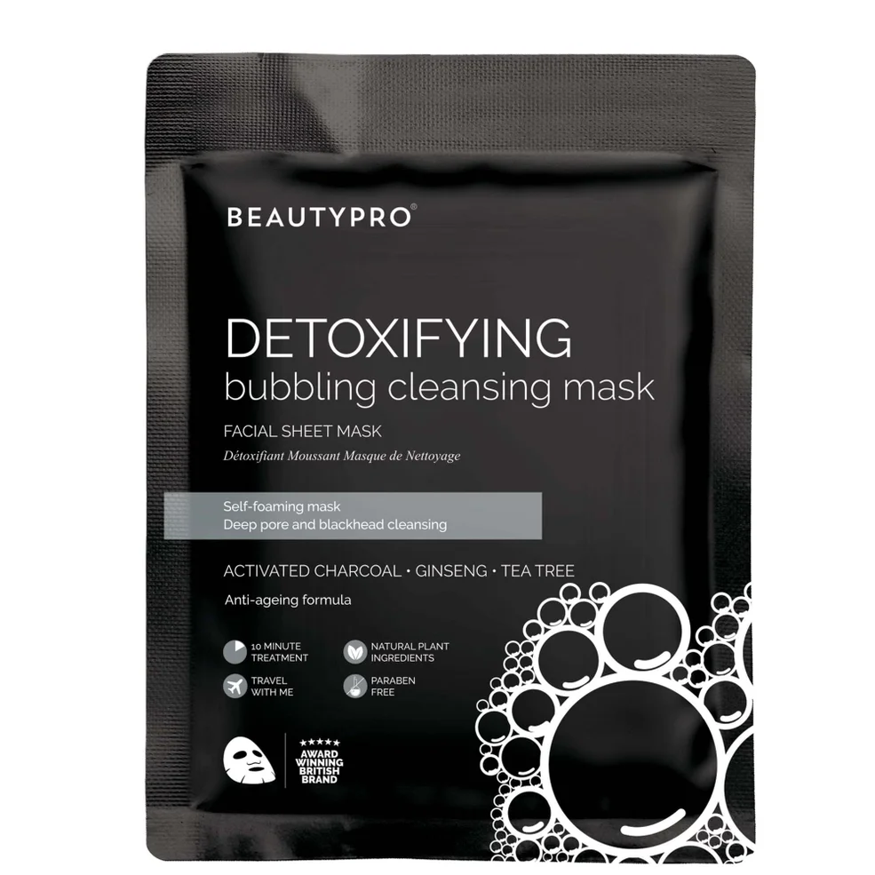 Очищающая тканевая маска с активированным углем BeautyPro Detoxifying Foaming Cleansing Sheet Mask with Activated Charcoal Image 1