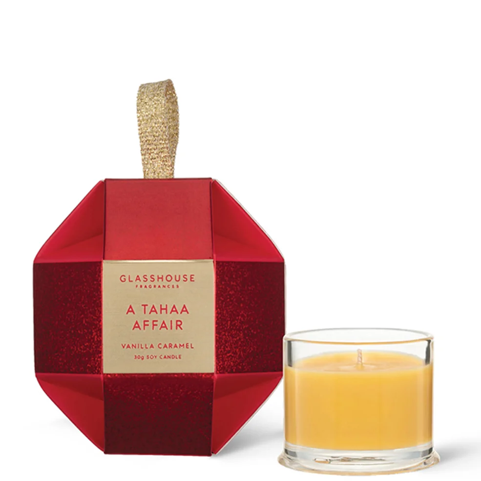 Glasshouse Fragrances Christmas A Tahaa Affair Christmas Bauble Candle 30g Image 1