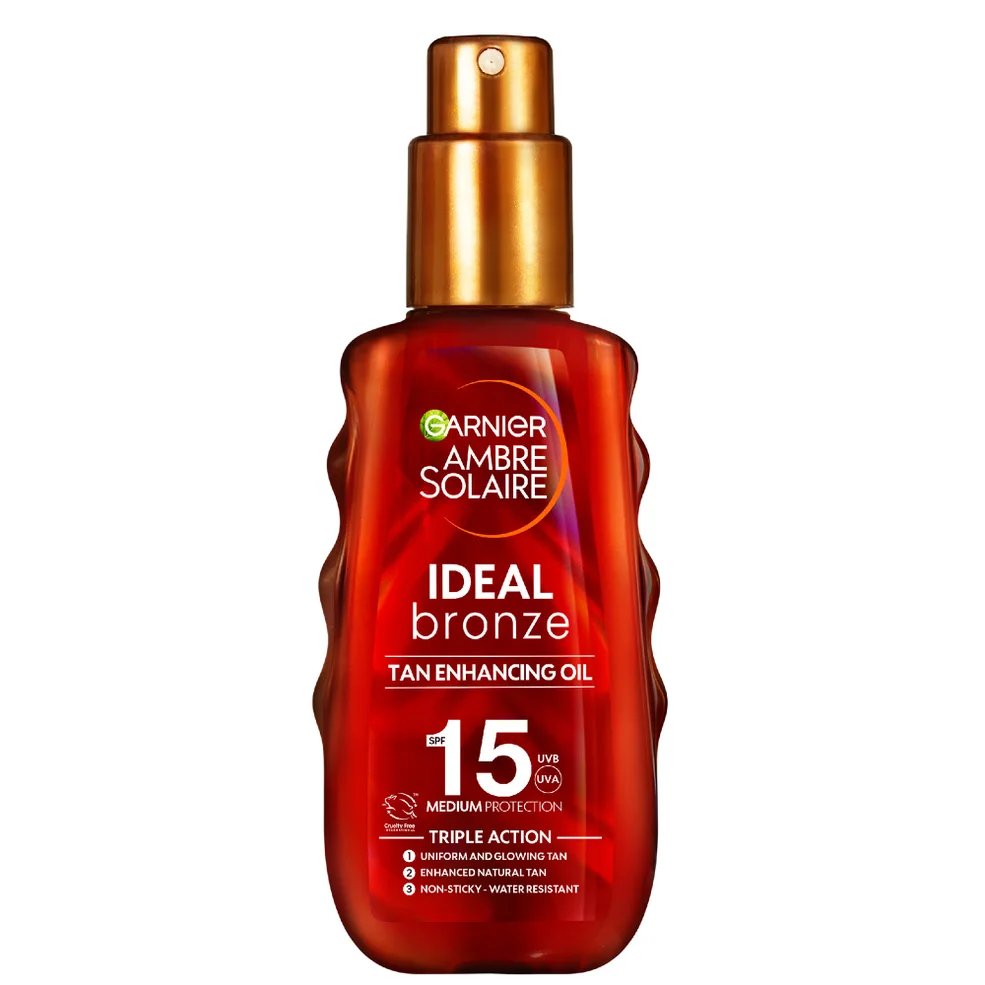 Garnier Ambre Solaire Ideal Bronze Protective Oil SPF15 Sun Cream Spray 150ml Image 1