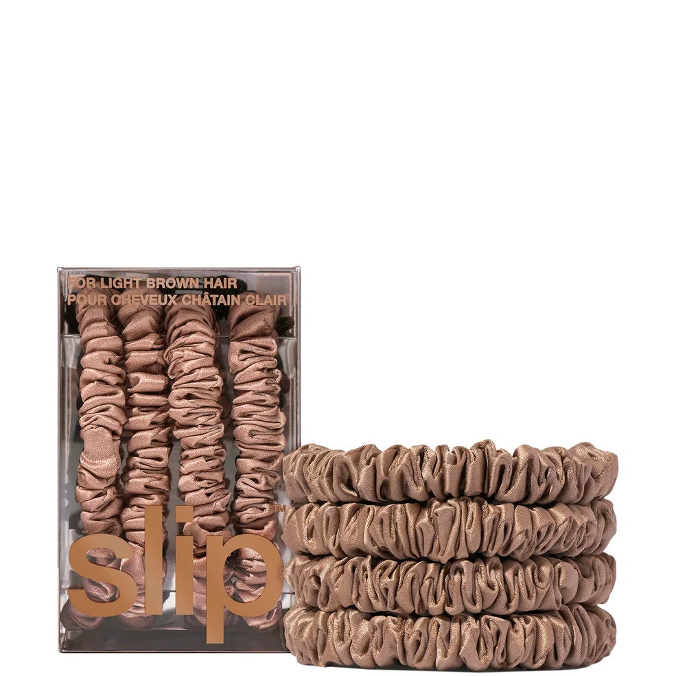 Slip Pure Silk Skinny Scrunchies - Light Brown Image 1