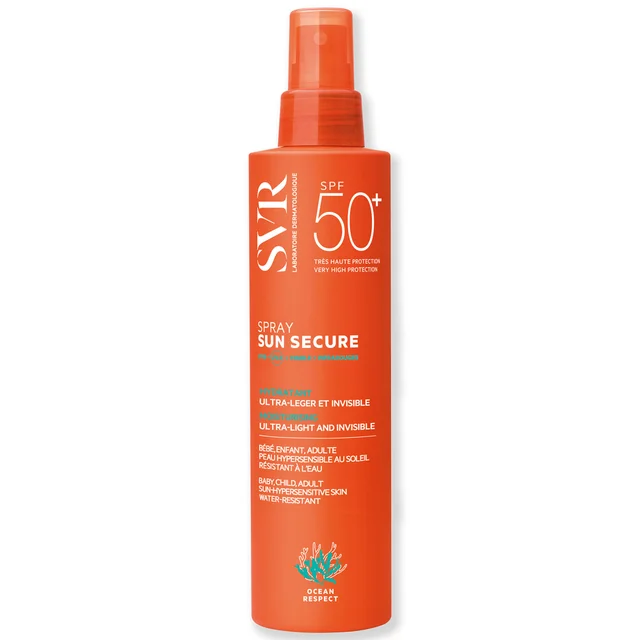 SVR SUN SECURE Face & Body SPF 50+ Ultra-Light Sun Spray for Hypersensitive Skin, Water-Resistant, Reef-Safe, All Ages, 200ml