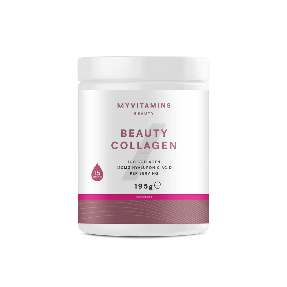 Myvitamins Beauty Collagen Powder, Tub, Raspberry, 195g Image 1