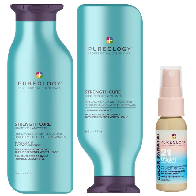 Pureology Strength Cure Shampoo, Conditioner and Color Fanatic Mini Routine for Coloured Hair