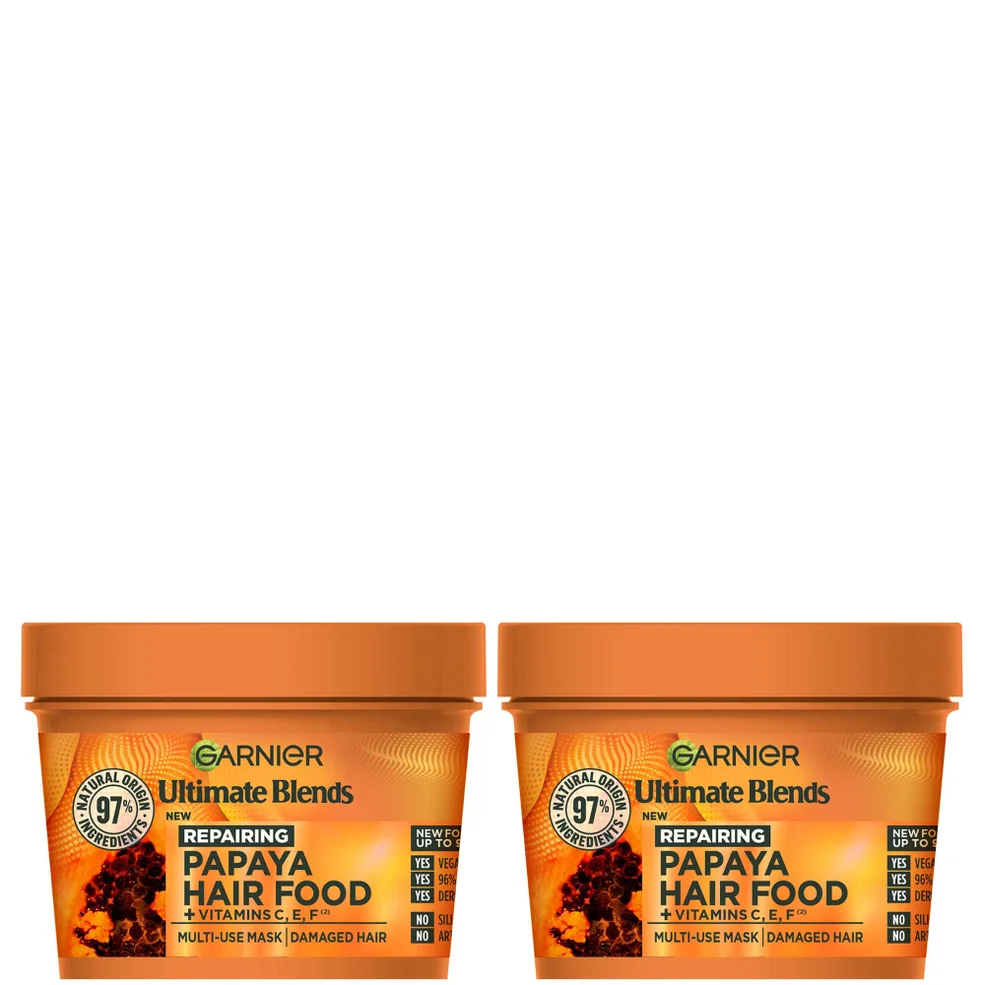 Garnier Ultimate Blends Papaya 3-in-1 Damaged Hair Mask Duo Image 1