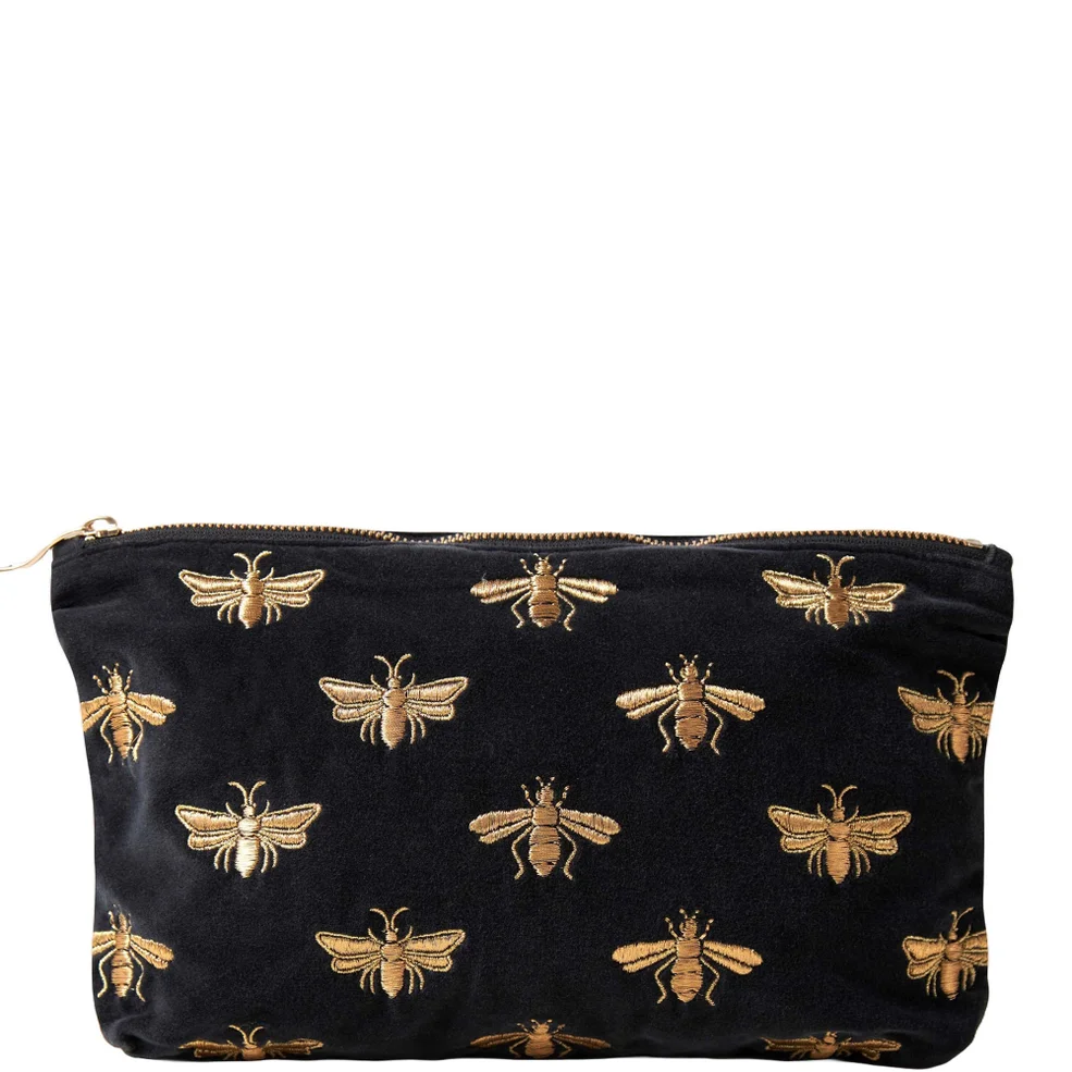 Elizabeth Scarlett Honey Bee Charcoal Velvet Everyday Pouch Image 1
