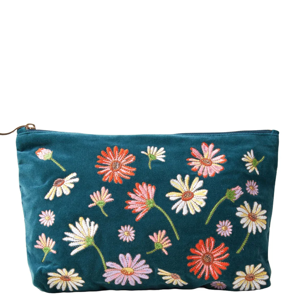 Elizabeth Scarlett Wildflower Rich Blue Velvet Everyday Pouch Image 1