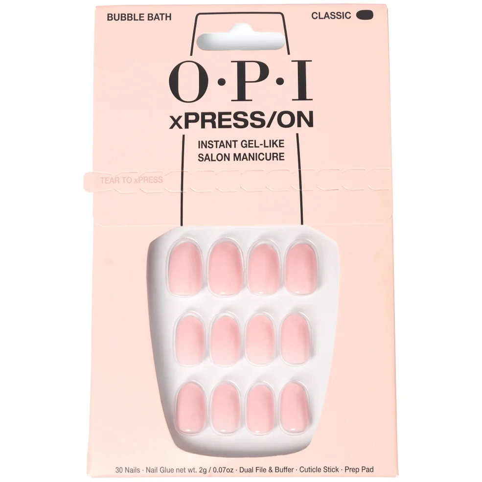 OPI xPRESS/ON Sheer Pink Press On Nails Gel-Like Salon Manicure - Bubble Bath Image 1