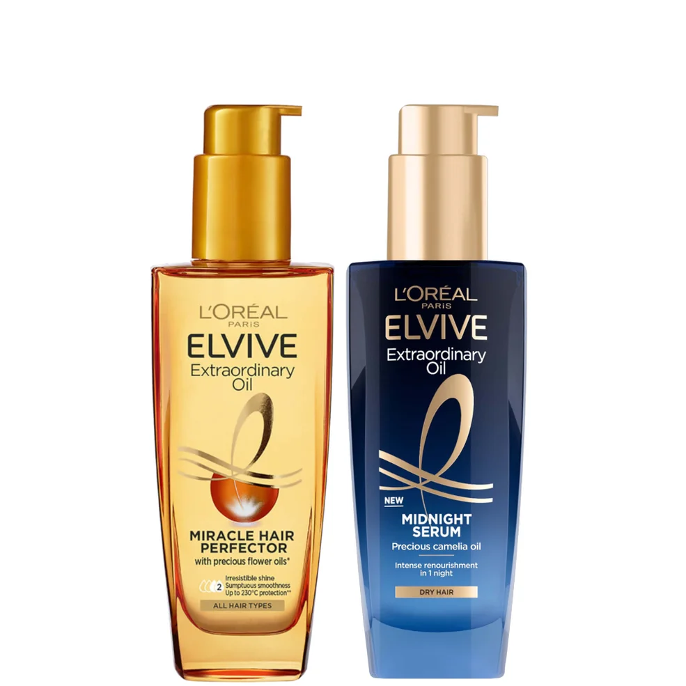 L'Oréal Paris Elvive Extraordinary Oil Nourished Hair Treatment Day and Night Routine Set for Dry Hair Image 1