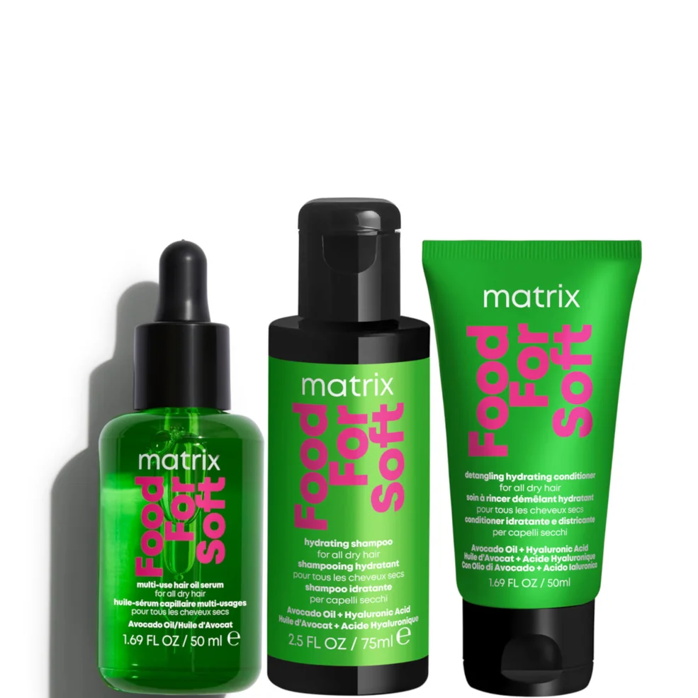 Matrix Food For Soft Hydrating Shampoo 75ml, Moisturising Conditioner 50ml and Hair Oil 50ml For Dry Hair Image 1