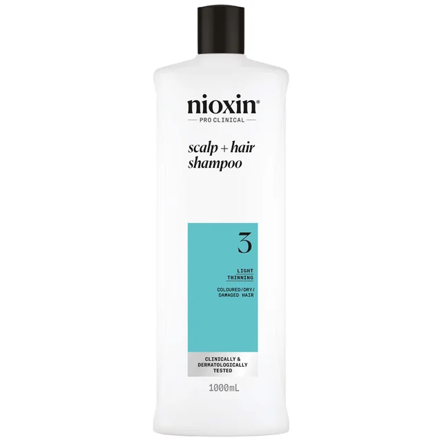 NIOXIN Scalp and Hair Thickening System 3 Shampoo for Coloured Dry and Damaged Hair with Light Thinning 1L