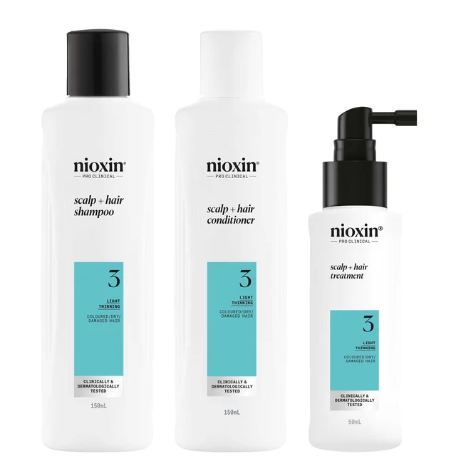NIOXIN Scalp and Hair Thickening System 3 for Coloured Dry and Damaged Hair with Light Thinning Trial Kit