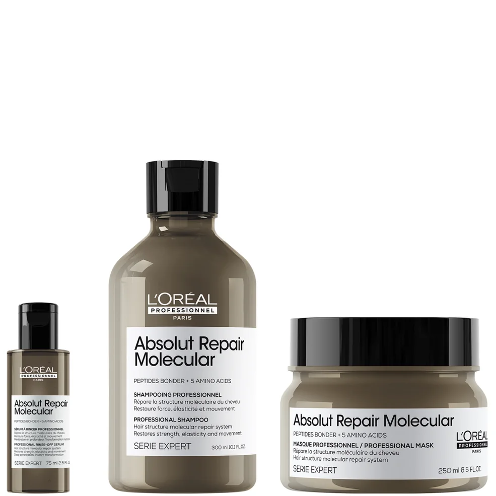 L'Oréal Professionnel Absolut Repair Molecular Shampoo Rinse off Hair Mask and Mini Rinse off Hair Serum Image 1