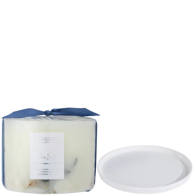 The White Company Sea Salt Botanical Candle and Plate - Large