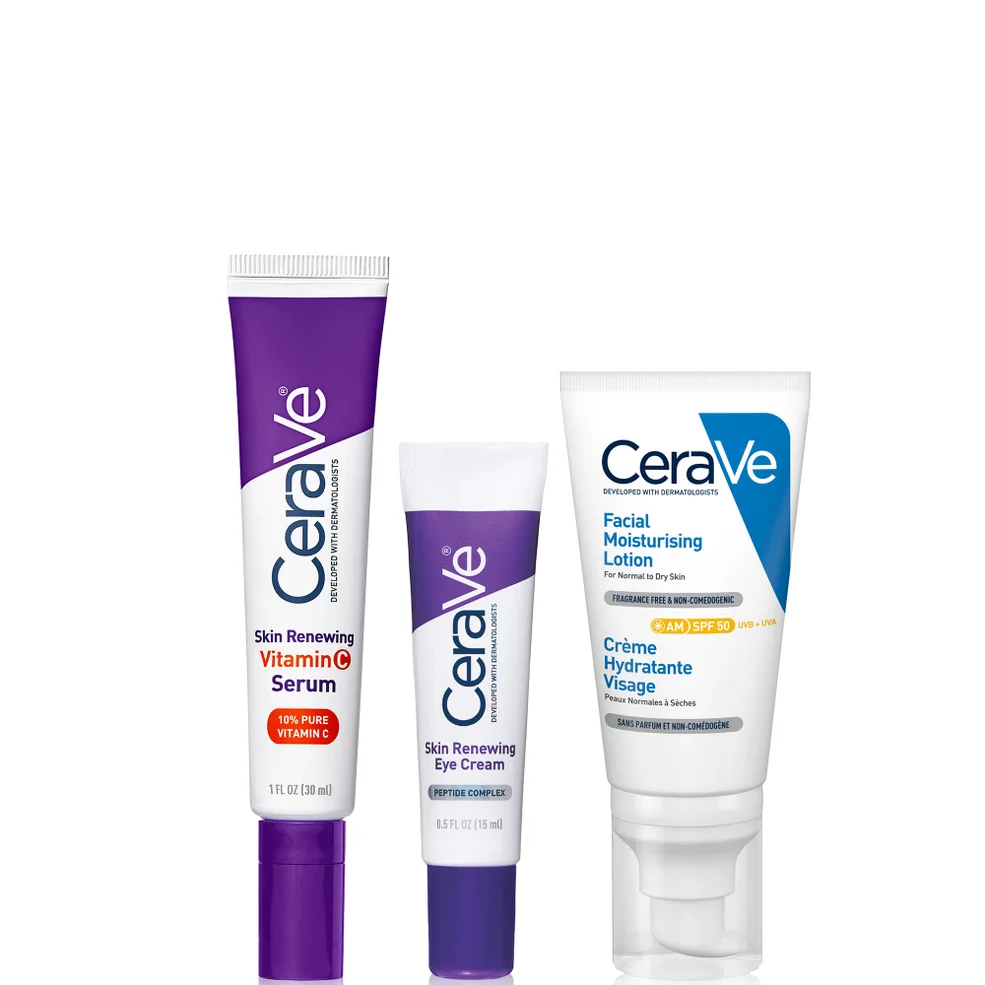 CeraVe Daily Care Routine for First Signs of Ageing Eye Cream Vitamin C Serum and Moisturiser with SPF50 Image 1