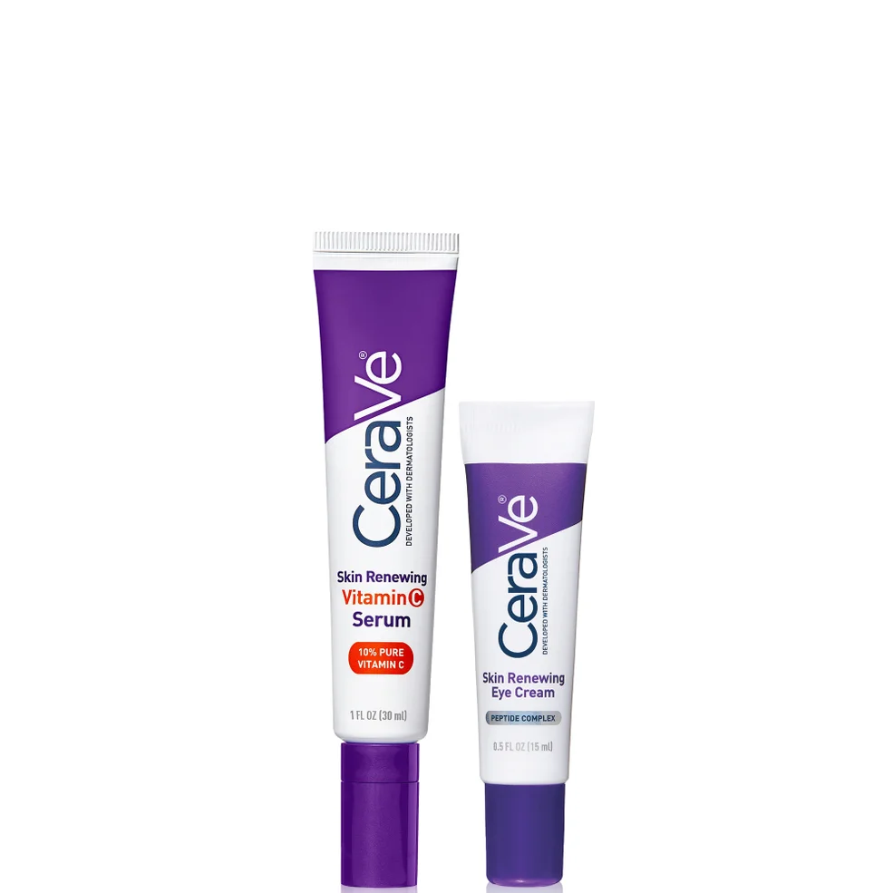 CeraVe Skin Renewing Duo for Visibly Brighter Smoother Skin with Vitamin C Serum and Eye Cream Image 1