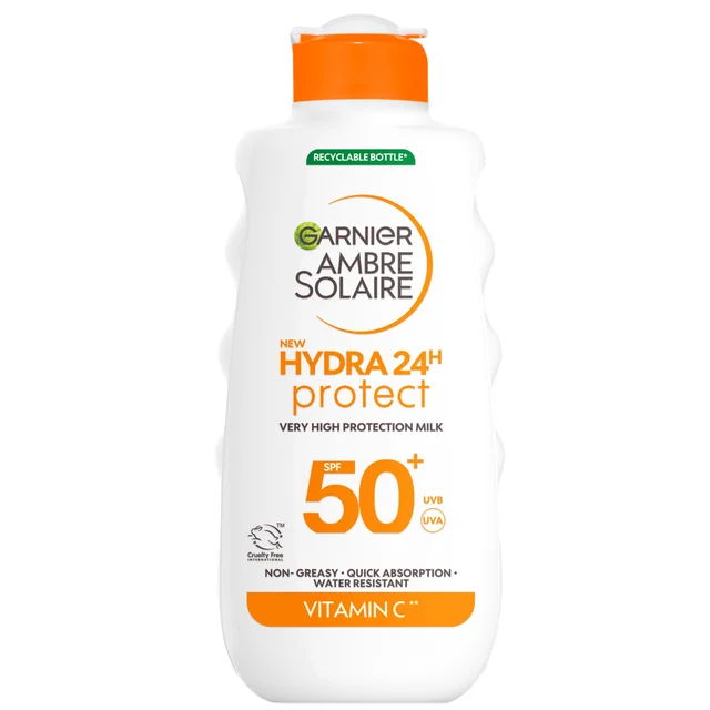 Garnier Ambre Solaire SPF 50+ Hydra 24 Hour Hydrating Sun Cream Lotion With Vitamin C,175ml