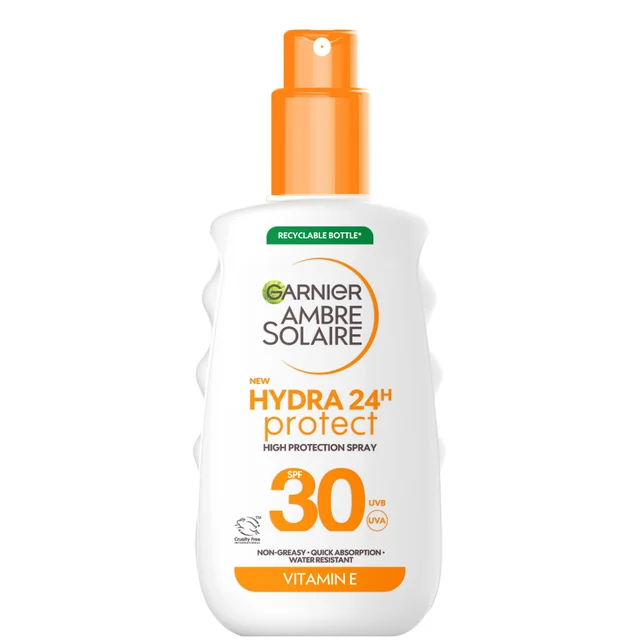 Garnier Ambre Solaire SPF 30 Hydra 24 Hour Protect Hydrating Sun Cream Spray With Vitamin E, 150ml