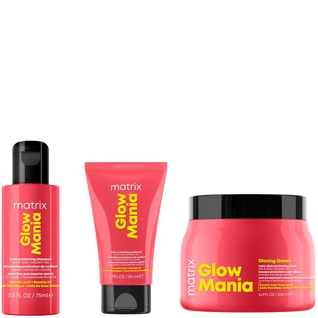 Glow Mania Super Gloss Protecting Mask 500ml with Mini Colour Protecting Shampoo & Conditioner