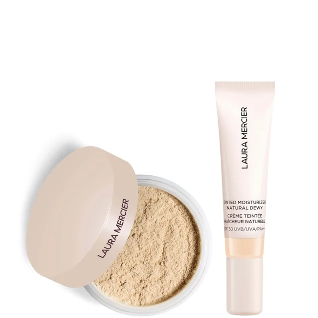 Laura Mercier Mini Translucent Loose Setting Powder Ultra Blur and Travel Size Tinted Moisturiser Dewy Duo (various shades)