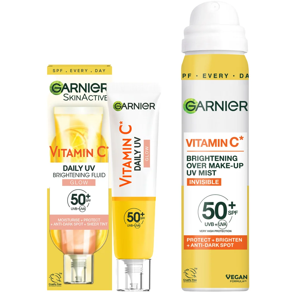 Garnier Vitamin C Brightening SPF50 Mist & Glow Fluid Sun Protection Bundle Image 1