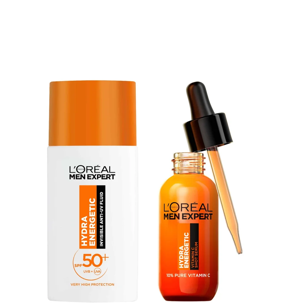 L'Oréal Paris Men Expert Hydra Energetic Vitamin C Serum & SPF50+ Invisible Fluid Bundle Image 1