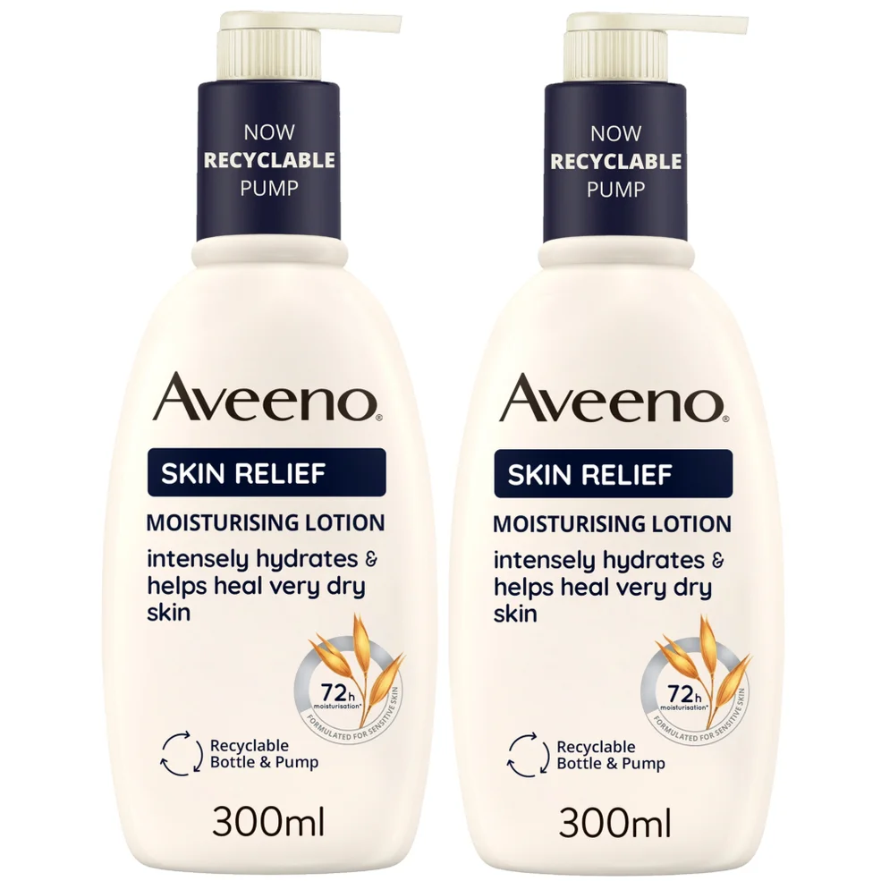 Aveeno Skin Relief Lotion Duo for Intense Hydration 600ml Mega Bundle Image 1
