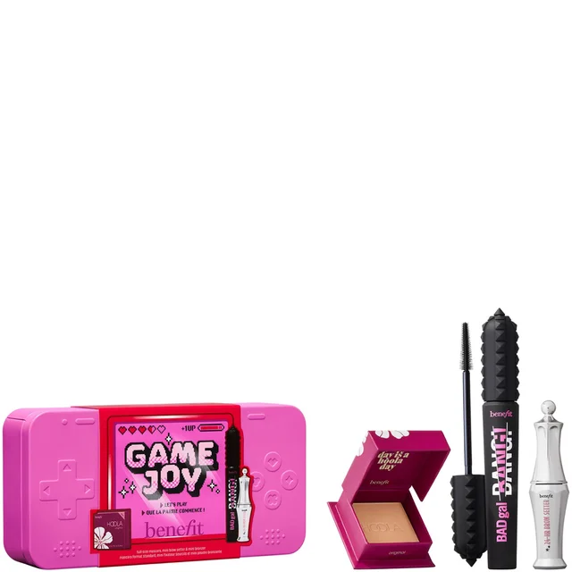 benefit GameJoy Mascara, Brow and Bronzer 3-piece Makeup Gift Set, with Limited Edition Keepsake Tin